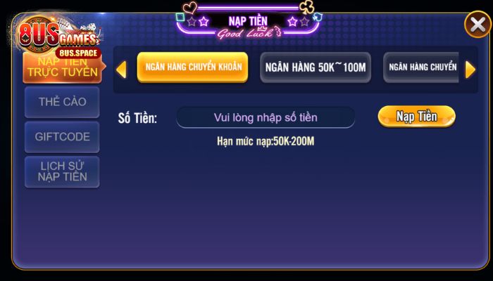 Hướng dẫn nạp tiền vào ví game