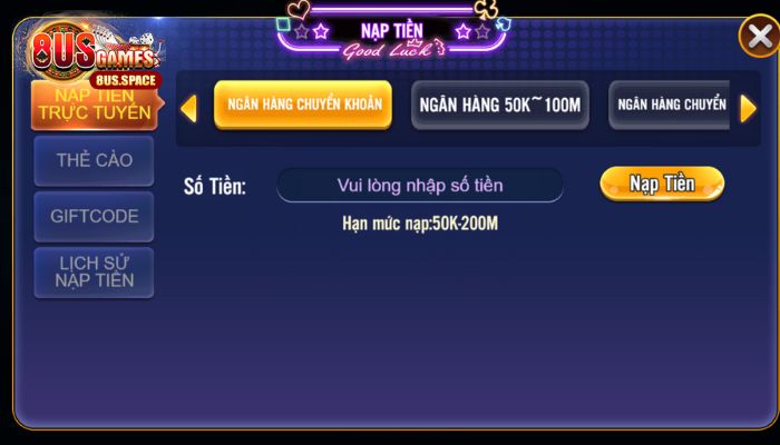 Nạp tiền qua hình thức nào?